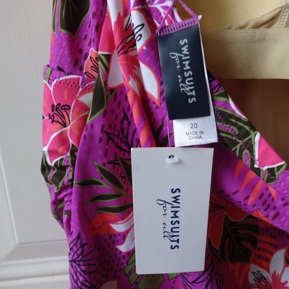 Swimsuits for All tankini top 20 stretch, tie at neck padded cups colorful NWT - Picture 3 of 8